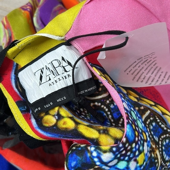 Zara Jewel Puffy Sleeve Limited Mini Dress Retro Y2K 80's 90's Barbiecore Rare* - Picture 4 of 13